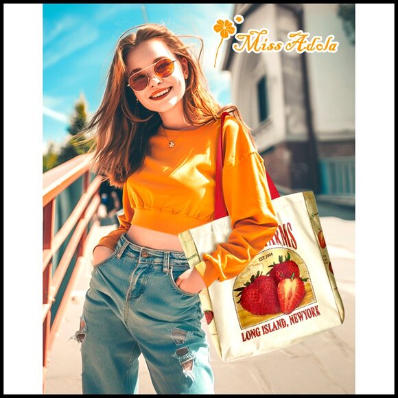 Heavy Canvas Tote Bag with Zipper Pocket Large Size Durable Chic Shopping - Picture 7 of 7